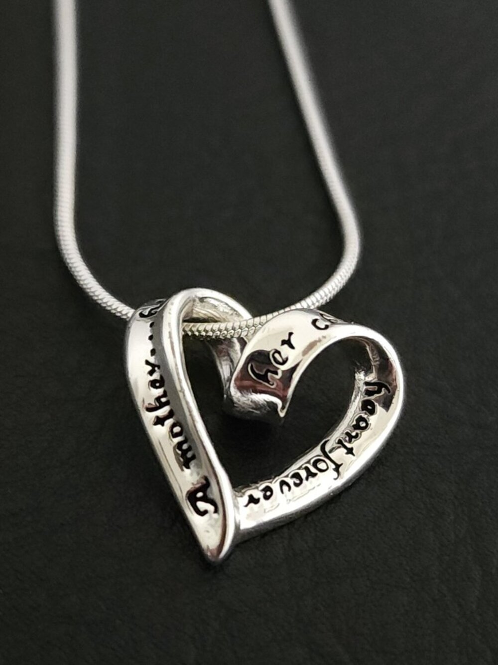 Sterling Silver 925 Mother & Child Heart Pendant Necklace – Sentimental Message